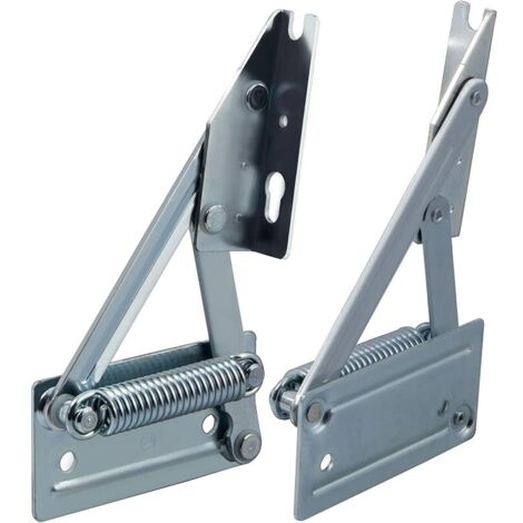Charnière de Banc d'angle Coffre 1 Paire - Ferrure de Coffre avec Ressort (Gauche + Droite) Acier Galvanisé Support Rabattable Panneaux d'assise en Bois Poids du Panneau jusqu'à 12 kg (1/5)
