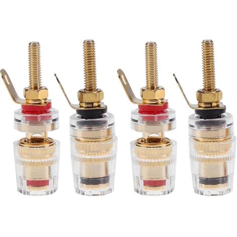 Lot de 4 bornes de connexion de haut-parleur en cuivre pour amplificateur de haut-parleur (rouge + noir) (1/5)