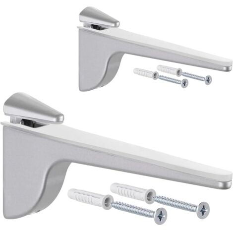 Taquets d'étagère en verre design - aluminium argenté 2 pièces - support d'étagère pour charges lourdes PINOCCHIO étagère murale en métal (1/5)