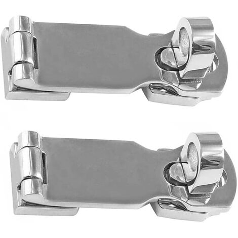 Lot de 2 moraillons de porte de qualité marine avec cadenas tournant, en acier inoxydable résistant à la rouille, matériel de rechange pour yachts, bateaux, maison, 7,6 x 2,5 cm (1/5)