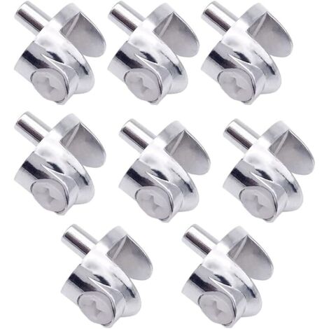 Lot de 8 supports d'étagère en verre antidérapants en alliage de zinc, 5 à 8 mm d'épaisseur (1/5)