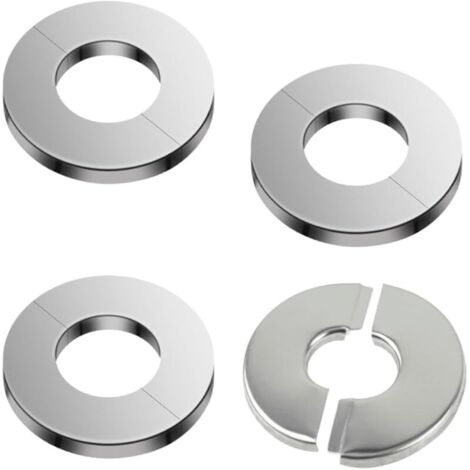 Lot de 4 couvercles de tuyau en acier inoxydable, colliers de tuyau, brides murales fendues, sans perçage, joint rond pour tuyau de douche, cuisinière – 40 mm (1/5)