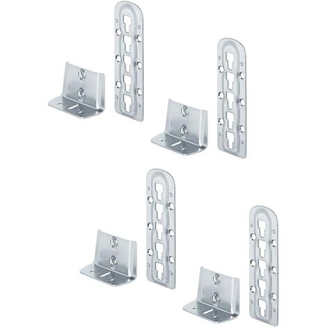 Raccord Connecteur de Lit Bois Charnière Montage H3580 Set de 4 Bleu Acier Galvanisé Fixations de Suspension Connecteurs de Base de Lit Ajustables en Hauteur (1/5)
