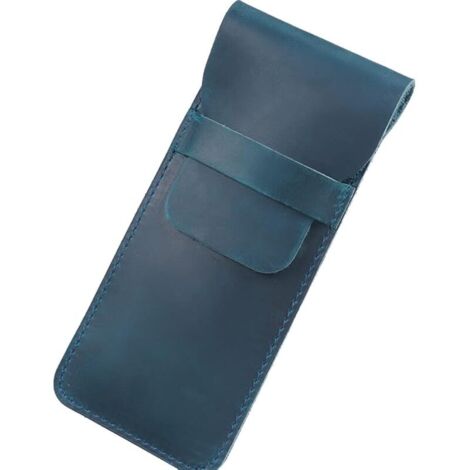 Trousse à crayons en cuir avec rabat, motif Crazy Horse pour papeterie - Bleu (L) (1/5)