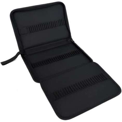Étui pour stylo plume noir en tissu Oxford avec fermeture éclair intérieure 48 emplacements/72 emplacements (1/5)