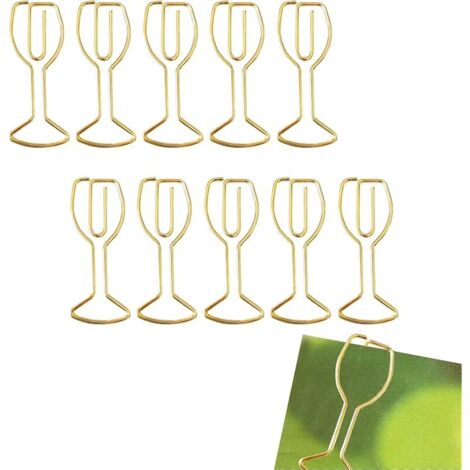 Lot de 10 trombones en forme de gobelet avec boîte de rangement, marque-pages pour verre à vin de 33 mm (1/5)