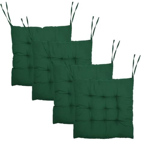 Lot de 4 Coussins de Chaise, 40 x 40 cm, Coussin pour Chaise d'Intérieur Argenté, Coussins Disponibles à l’intérieur et à l’extérieur, Coussins de Chaise pour (Vert Foncé) (1/5)