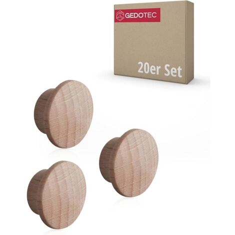 Bouchons de Trous en Bois pour Trou borgne Ø 10 mm Bois Massif hêtre Naturel Ø Total 15 mm Bouchons Ronds à enfoncer 20 pièces - Bouchons d'extrémité pour Meubles & Trous de vis (1/5)