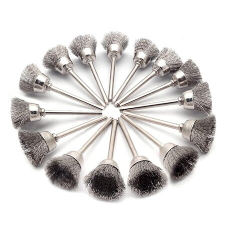 Lot de 15 brosses métalliques en acier avec tige de 0,3 cm, outils de nettoyage rotatifs universels pour enlever la rouille et la corrosion de la peinture (1/5)