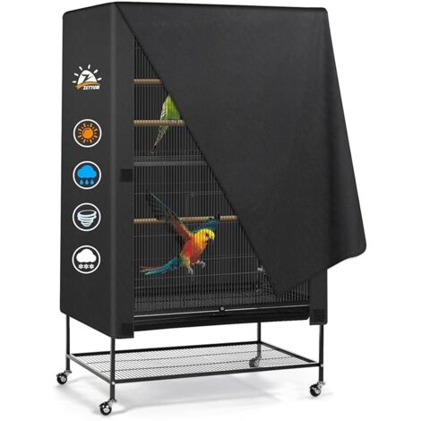 Housse de Cage à Oiseaux 83 x 58 x 101 CM, Filet de Protection Lavable pour Cage à Perroquet, en Tissu Oxford 600D, imperméable et Respirant, Housse Coupe-Vent pour Cage à Oiseaux (1/5)