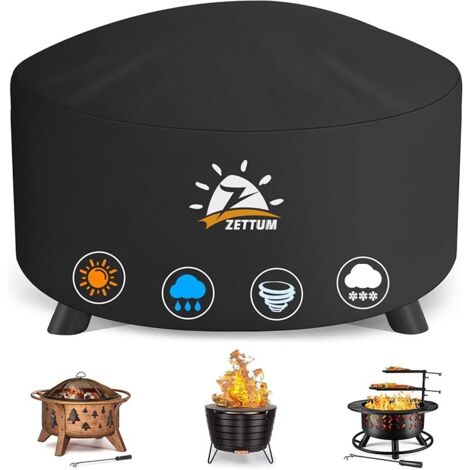 Housse de Protection pour brasero Exterieur de 125 cm, Couverture Ronde imperméable pour brasero, Bâche de brasero, Tissu Oxford 600D, revêtement PU, Robuste et étanche, diamètre: 127 x 61 cm (1/5)