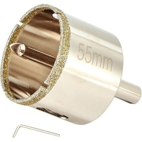Scie cloche diamant de 55mm avec foret pilote, pointe pour carrelage de 55mm avec foret de guidage au centre pour verre, porcelaine, carrelage, céramique, marbre et granit (1/5)