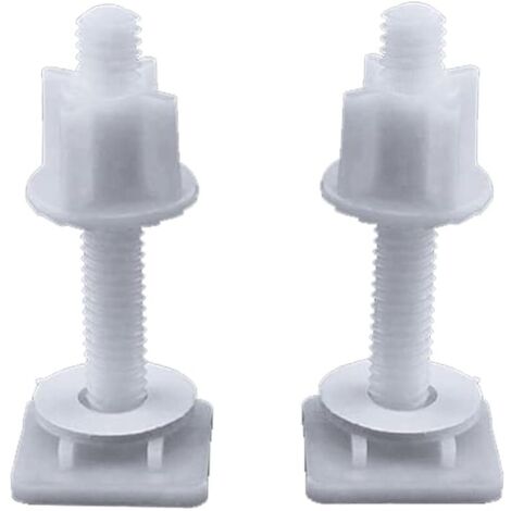 Lot de 2 vis de réparation de couvercle de toilette en plastique blanc 28 mm - Écrous rectangulaires - Accessoires de réparation pour la maison et la salle de bain (1/5)
