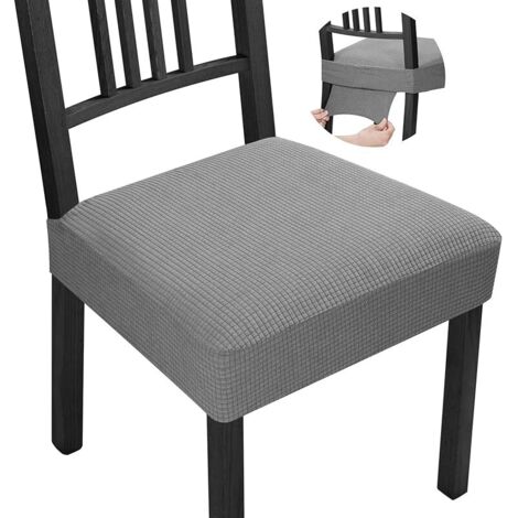 Housse de Chaise Extensible 6 Pièces Housse de Chaise Salle à Manger Moderne Jacquard Housse pour Chaise Amovible Housse de Siège de Chaise pour Cuisine Hôtel Fête (Gris, 6 Pièces) QB (1/5)