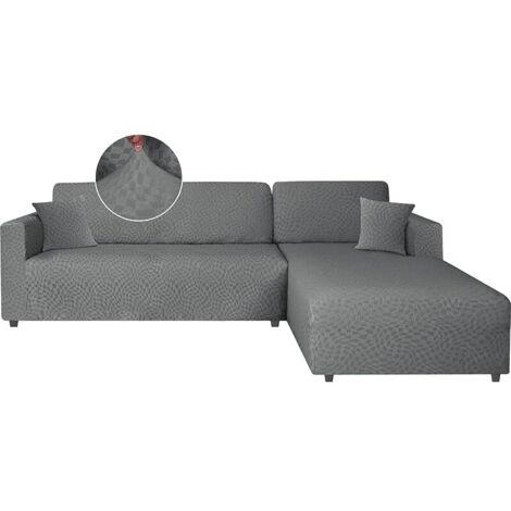 Housse Canapé d'angle Extensible 2 Pieces, Protection Canapé d'angle, Couvre Canapé d'angle avec Accoudoirs, Housse De Canapé en Forme De L (2 Place+2 Place, Gris Clair)