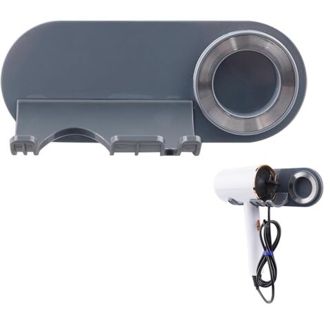 Support Seche Cheveux pour Tous Les Magnétiques Haute Vitesse Porte Seche Cheveux Mural avec Rangement des Câbles sans Percage Hair Dryer Hanger Organizer (Gris)