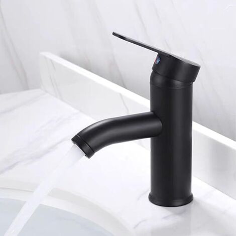 Mitigeur Acier Inoxydable 304, Robinet Salle Bain avec Tuyau, Chaude et Froide Robinet Lavabo, Robineto Lave Main pour Lavabo Dans la Salle de Bain, les Toilettes des Invités (Noir) (1/5)