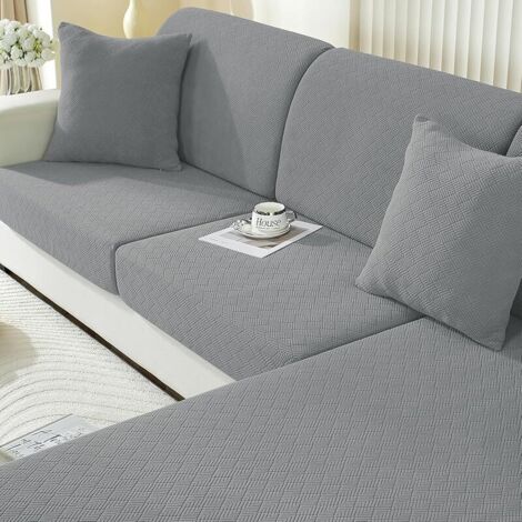Housse Assise Canapé Extensible, Housse De Coussin Canapé, Universelle Housse Coussin Canape, Protection Meubles Couvre pour Canapé Antidérapante Couverture Canape (2 Place, Gris Clair)