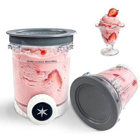 Lot de 2 Récipients Compatibles pour Ninja Creami Swirl, Récipients à Crème Glacée de 480 ml pour Ninja NC700 NC701EU Sans BPA et Compatibles Lave et Vaisselle (1/4)