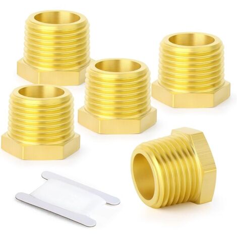 5 pièces 3/8 "BSP femelle à 1/2" BSP mâle réducteur en laiton douille hexagonale raccord de tuyau fileté (1/5)