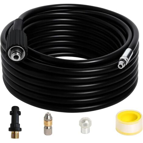 Tuyau Nettoyeur Haute Pression 20M 400 bar 60°C Compatible avec Furet Karcher K2 K3 K4 K5 K6 K7, Haute Pression Accessoire avec Buse à Jet et Buse Rotatif