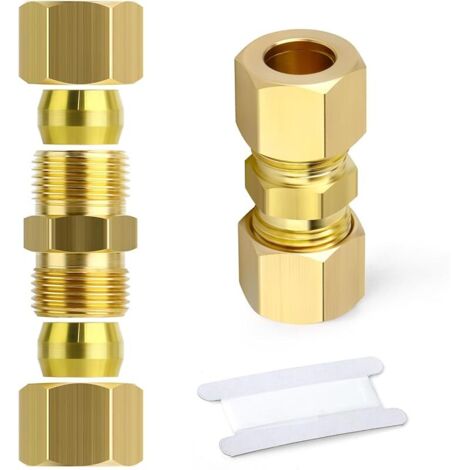 2 pièces de raccords à compression en laiton, 10 mm de diamètre extérieur x 10 mm de diamètre extérieur, raccord droit à compression femelle (1/5)