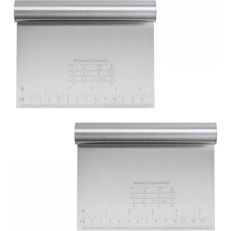 2 Pièces Grattoir à Pâte en Acier Inoxydable avec échelle de Mesure, Coupe Pate, Coupe-Pâte, Spatule à Pâte, Grattoir de Cuisine, Spatule de Cuisine pour Gâteaux, Pizzas, Tartes (15x12 cm) (1/5)