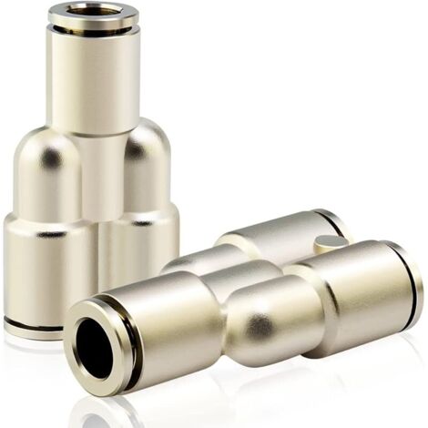 2 pièces Distributeur à 3 voies en cuivre nickelé avec diamètre extérieur de 10 mm, avec raccord rapide et blocage pour raccords pneumatiques à vis (1/5)
