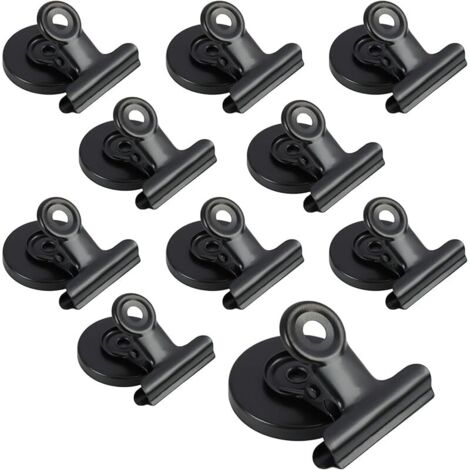 10 Pièces Clips Magnétiques pour Réfrigérateur, Pince Magnétique Frigo, Pince Aimantée, Clips Magnétiques, Pince Aimant, pour Maison, Accrochage de Photos, Notes, Cartes Postales(Noir, 31 mm)