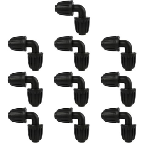 Lot de 10 adaptateurs coudes pour irrigation à goutte, connecteurs d'irrigation, adaptateurs universels en plastique résistant pour tuyaux de jardin, pour serres, parterres de fleurs et agriculture (L (1/5)