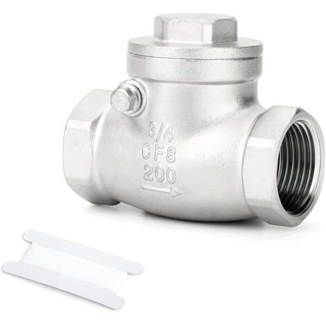 Clapet anti-retour en acier inoxydable 304 3/4" BSP, filetage femelle x femelle, évite les risques de fuite (1/5)