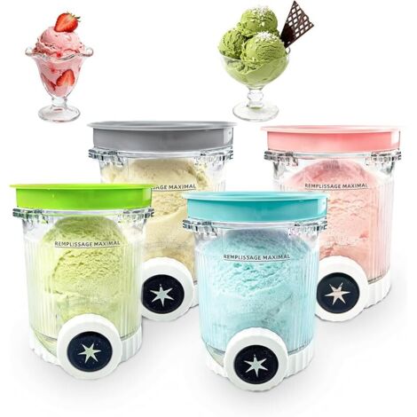 Lot de 4 Récipients Compatibles pour Ninja Creami Swirl, Récipients à Crème Glacée de 480 ml pour Ninja NC700 NC701EU Sans BPA et Compatibles Lave et Vaisselle