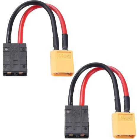2 Pièces Compatible avec Traxxas à XT60 Adaptateur, XT60 Mâle à Compatible avec TRX Femelle Adaptateur, avec Fil de Silicium 10cm 14AWG, pour Batterie LiPo RC