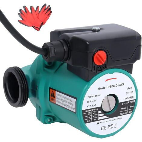 Circulateur de Chauffage RS25-60/130, Pompe de Circulation pour Eau Chaude, Pompe de Chauffage Domestique avec Gants par