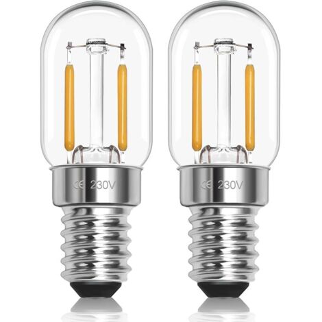 T22 E14 Ampoules LED 1W Blanc Chaud 2700k, T22 Edison SES Ampoule de Nuit Tubulaire à Petite Vis, 10W-15W équivalent, AC 220-240V, 150 Lumen, pour lampe à sel de réfrigérateur, Pack de 2 (1/5)