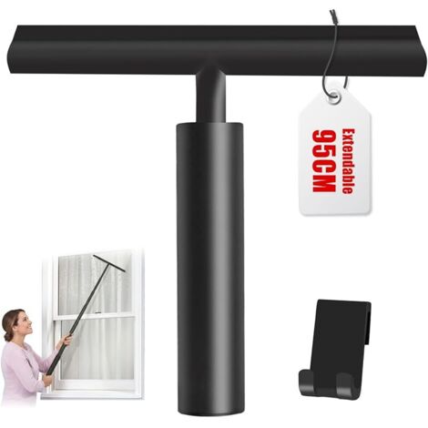 Raclette de Douche, Rétractable 25-95cm Raclette Douche, Nettoyage sans Traces pour Porte en Verre, Raclett Vitre Noir pour Douch,Salle de Bain,Carrelage,Miroir,Fenêtre (1/5)
