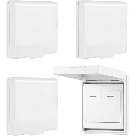Lot de 4 prises d'interrupteur type 86 - Protection contre la pluie - Blanc - Pour extérieur, toit de protection, interrupteur - Pour salle de bain, jardin, cuisine (1/5)