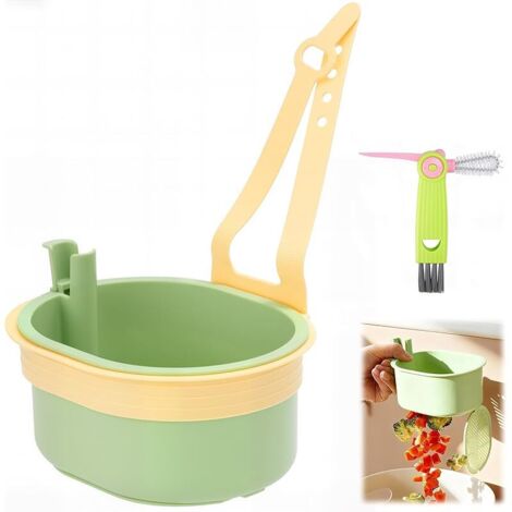 Passoire pour évier - Bouton pression - Passoire à suspendre - Panier amovible pour égouttoir de cuisine - Sans bavures pour les mains - Pour le lavage, l'organisateur dans la cuisine (1/5)