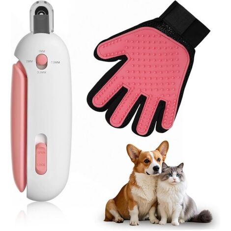 Ciseaux professionnels pour chiens et chats avec ouverture réglable de 1 à 3,5 mm, Splash Guard, ponceuse à griffes cachée + gant anti-rayures pour petits chiens, chats, lapins et cochons (1/5)