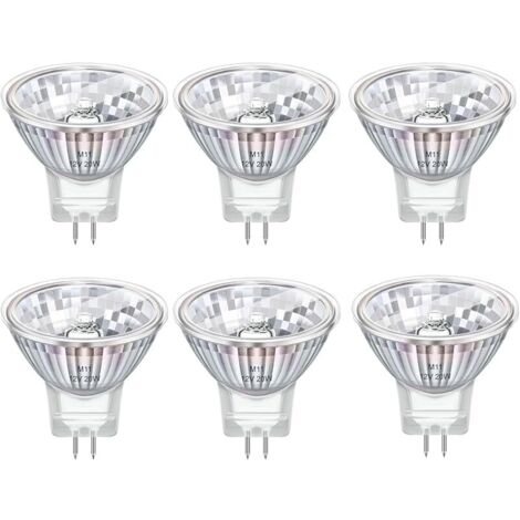 Ampoules MR11 GU4 à Réflecteur à Spot 20W 12 V, Dimmable Blanc Chaud 2800K, Avec Couvercle En Verre, Diamètre 34mm, Base 2 Broches, pour Eclairage D'armoire, Luminaires Encastrés, Lot de 6 (1/5)