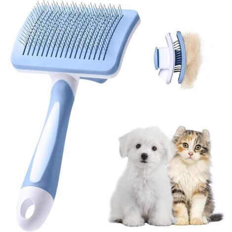 Brosse,Autonettoyante pour Poils pour Chiens de Petite,Brosse pour Chat/ Animaux de Compagnie,Pour Eliminer des Tomentose Sous-poil Tangles-Bleu (1/5)