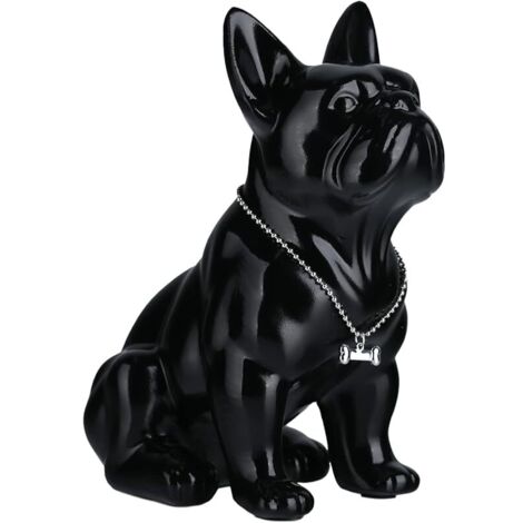 Statue de bouledogue français en résine, sculpture décorative pour la maison et le bureau, art moderne (23 cm, noir) (1/5)