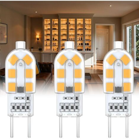 GY6.35 LED G6.35 Ampoule T4 JC Type Bi-Pin Socket, G6.35 LED 12V 1.5W Blanc chaud 3000K, 1.5W non dimmable 3 pièces