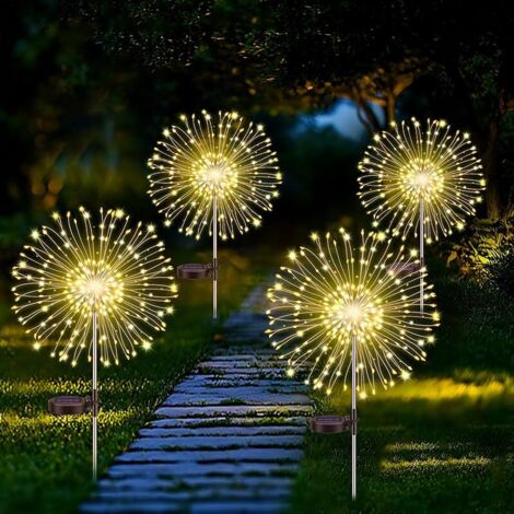Lampes Solaire de Jardin 150 LEDs Feux d'Artifice, 8 Modes, IP65 Étanches Patio, Balcon, Chemin, Pelouse, Mariage, Fête, 4 Pièces (1/5)
