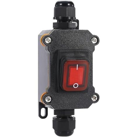Interrupteur à cordon étanche, DPST DC 16 A-24 V, 20 A-12 V Interrupteur à bascule pour extérieur, double entrée/sortie avec bouton à bascule lumière rouge (1/5)