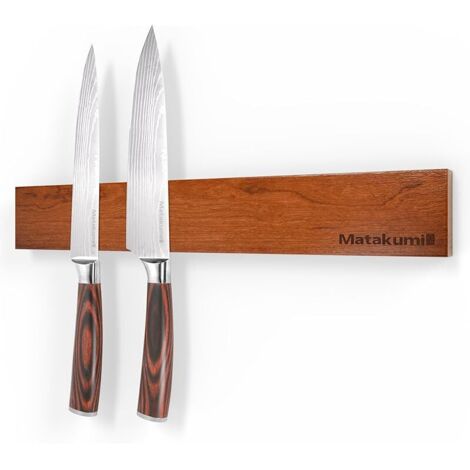 Porte Couteaux Aimanté 40x6cm en Bois d’Acacia - Barre Magnétique Couteaux Murale, Range Couteaux Cuisine Auto-Adhésif ou à Visser (1/5)