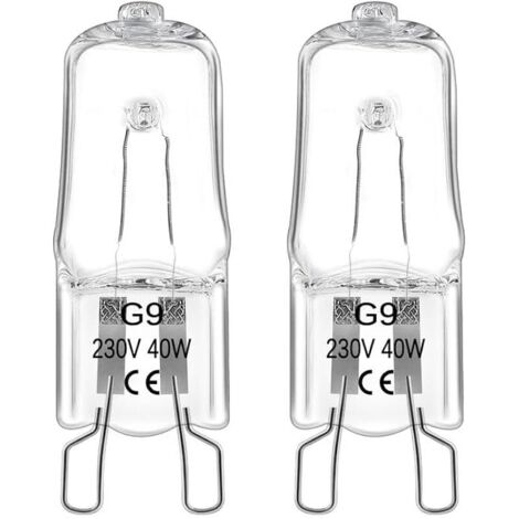 Ampoule de Four Halogène G9 40W 300 Degrés, 230V, Ampoule Halogène Dimmable Blanc Chaud 2800K, 480LM, G9 Lampes halogènes pour Four, Micro-Ondes, Plafonnier, Eclairage D'armoire, Lot de 2 (1/5)