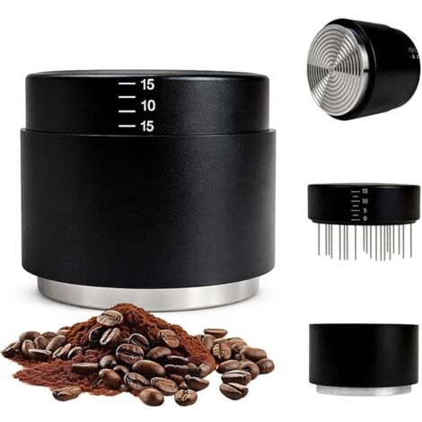 Tasseur Café 58mm, Distributeur Café 3-en-1 et Tamper avec Outil WDT, Coffee Temper Profondeur Réglable avec Ressort Calibré, Accessoires Espresso Professionnel pour Portafilter (58mm) (1/5)