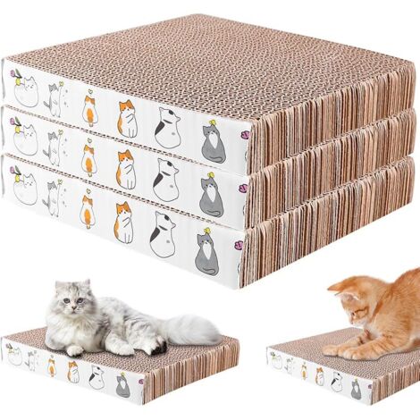 - Lot de 3 griffoirs pour chat - 21 x 21 x 3,3 cm - En carton ondulé de qualité supérieure - Robuste - Carton à gratter double face pour chat - Pour l'entretien des griffes (1/5)