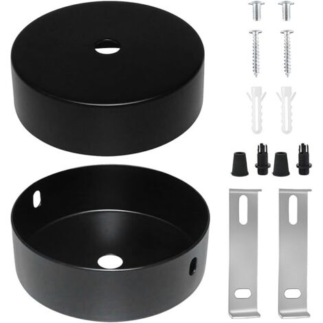 Cache Fil pour Lustre Lot de 2 Baldaquin de Plafond Noir 100 X 24mm Rosace Plafond Cache Fil, Lampe à Baldaquin, pour Salon, Couloir, Lustre de Cuisine [Classe énergétique G]